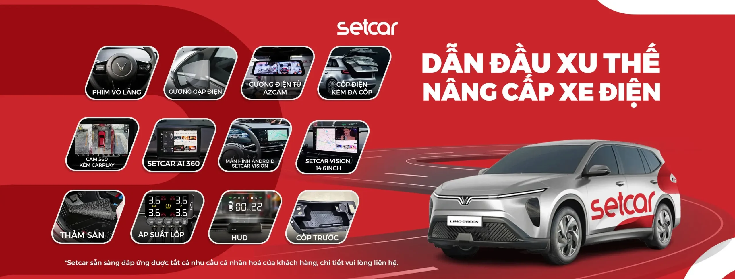 Hệ sinh thái sản phẩm nâng cấp SetCar dành cho Limo Green